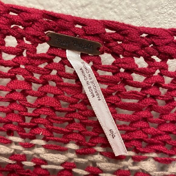 Free People Over & Easy Stripe Sweater Ruby Size S - Picture 2 of 5